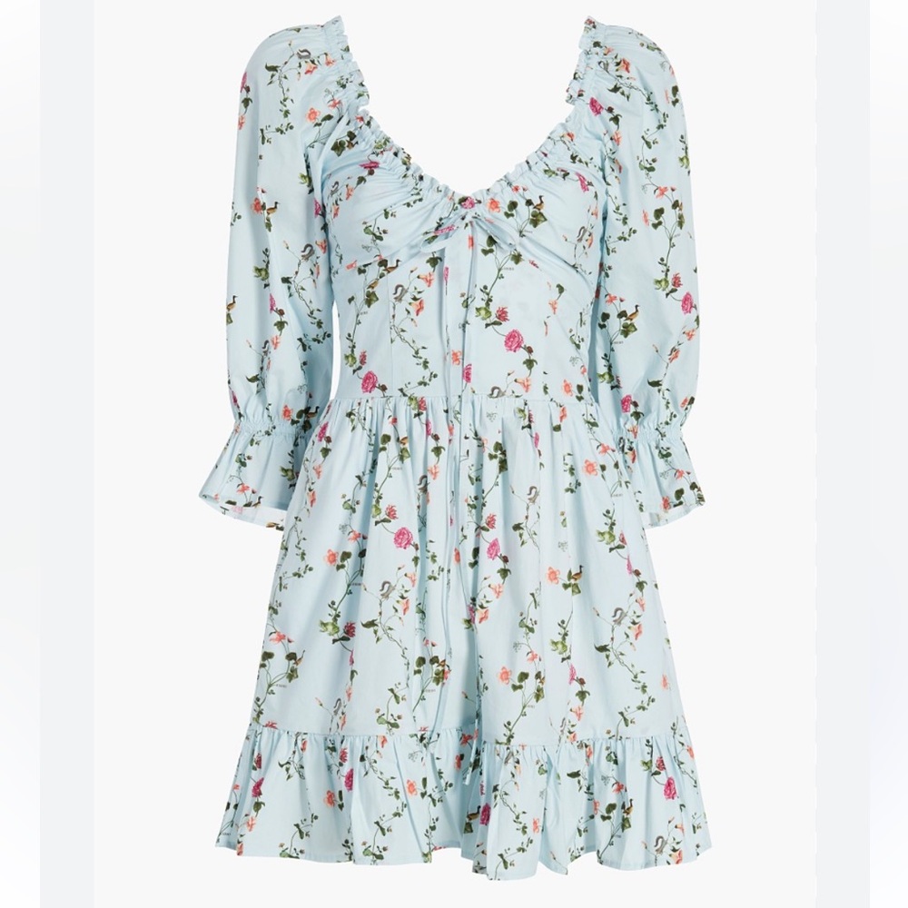 Hill House Mini Dress in Light Blue Floral